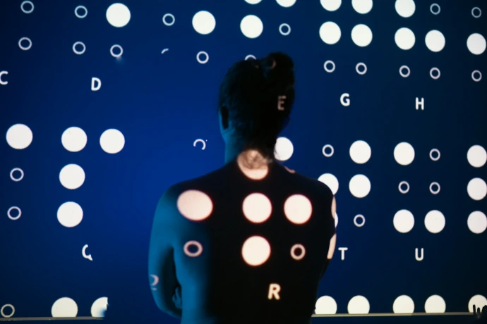 a person with a blue background